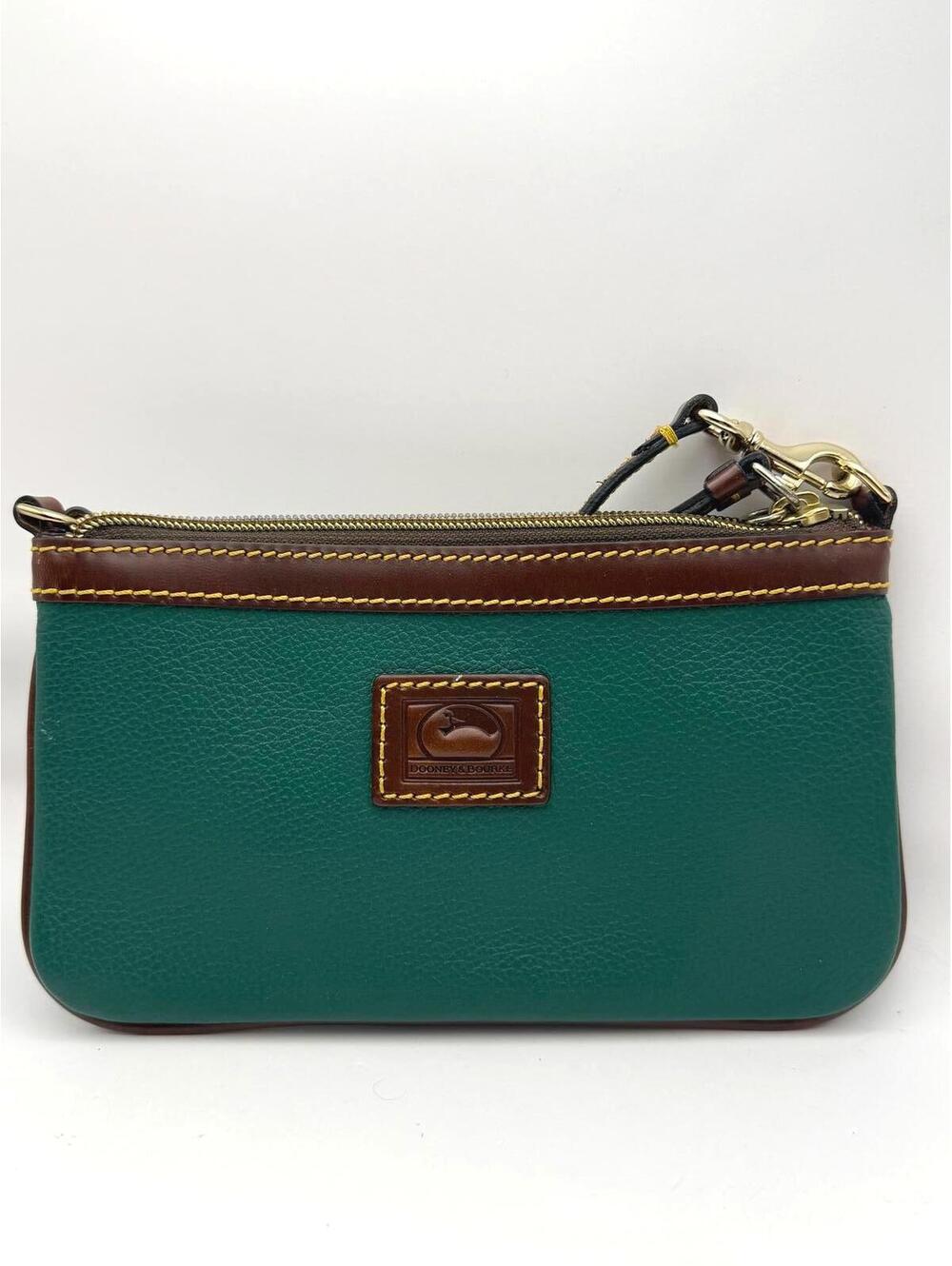 Dooney & Bourke Green and Brown Leather Wristlet